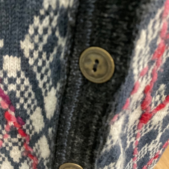Free People Foxtrot Argyle Wool Blend Cardigan Grandpa Grunge Sweater XS British - Picture 7 of 16